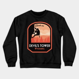 Devils Tower Wyoming Rock Climbing Crewneck Sweatshirt